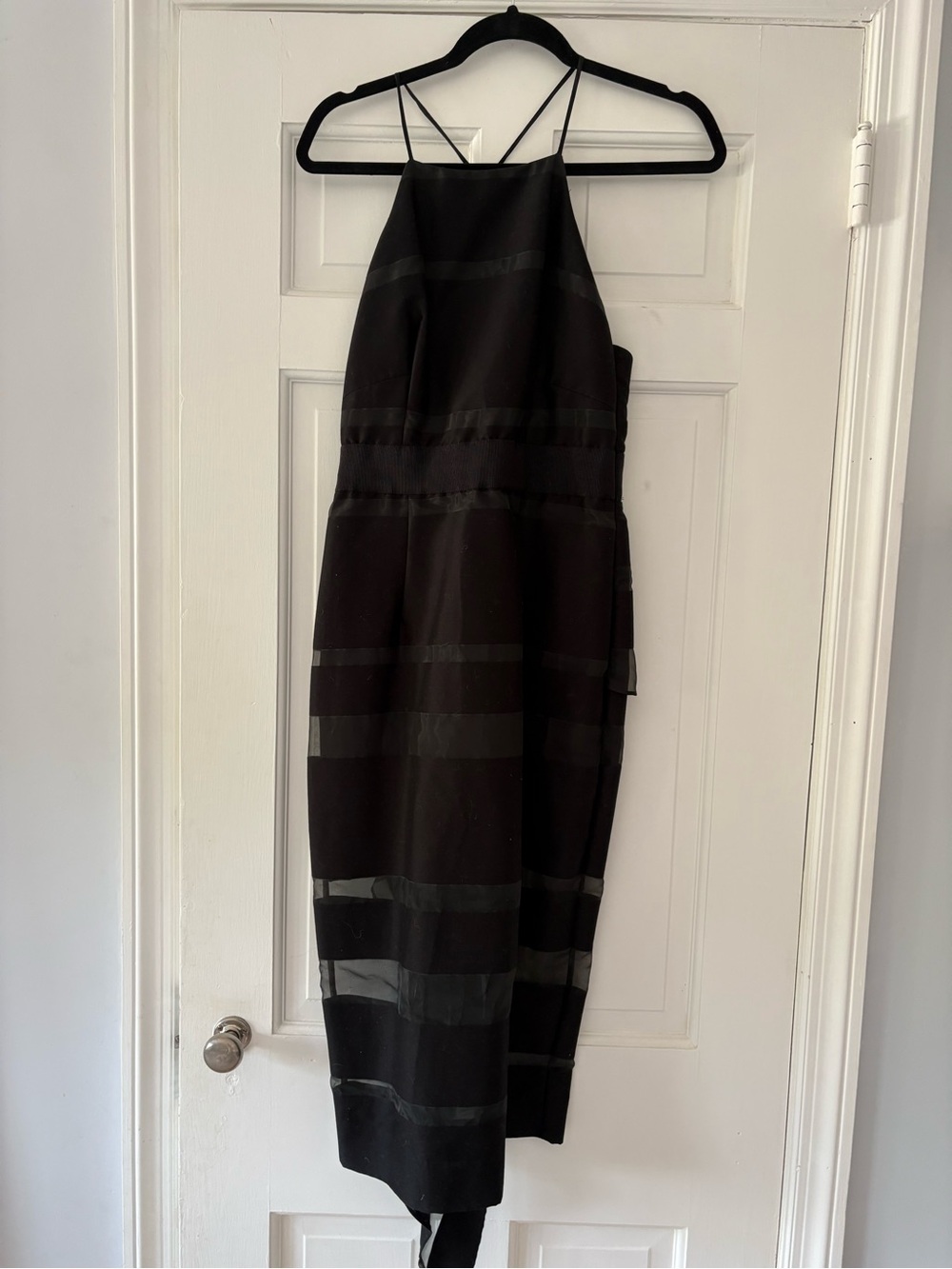 Milly Black Strappy Halter Midi Dress